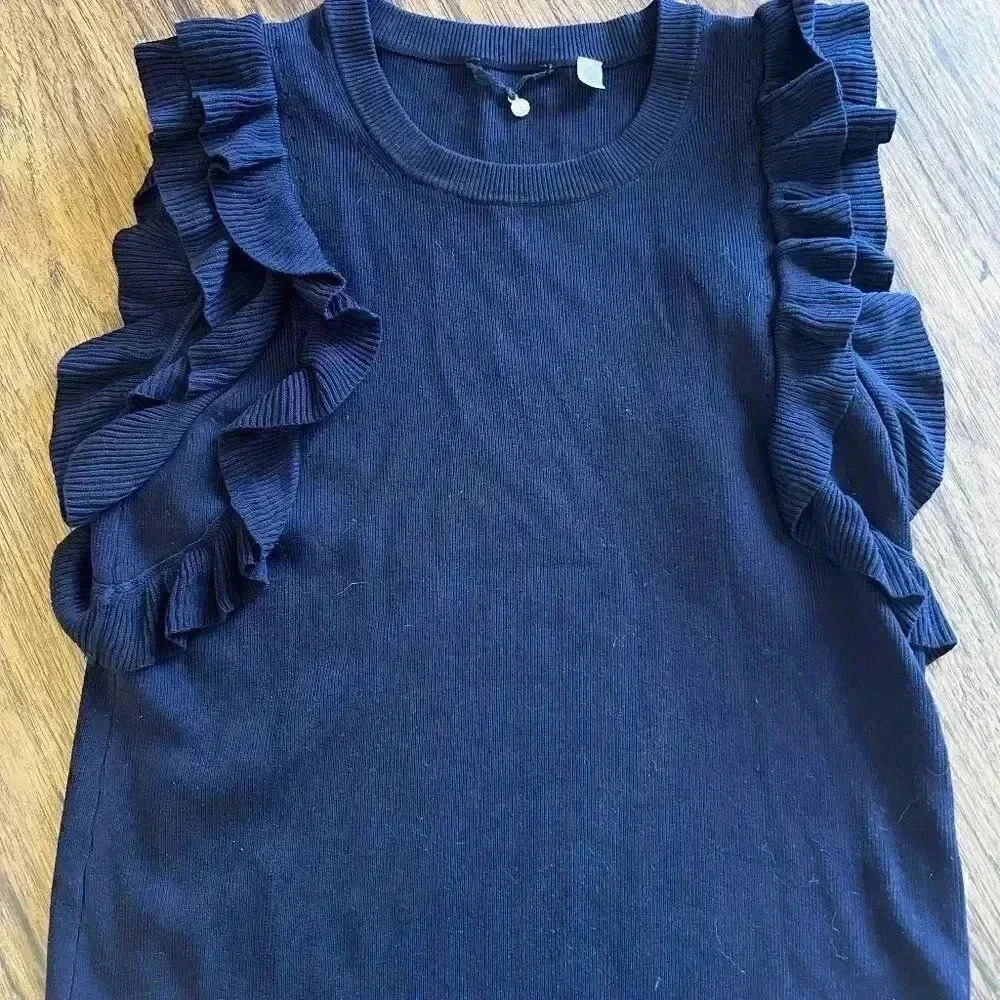 Anthropologie Knitted & Knotted Navy Blue Top-Size M
